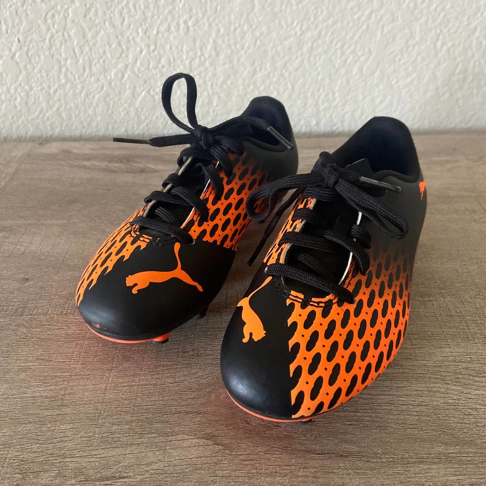 Puma Kids Boys Youth Black Orange Spirit III FG Lace Up Soccer Cleats Shoes 12.5